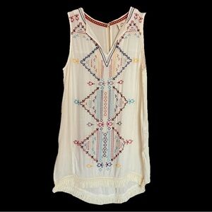 Beautiful Embroidered Bohemian Southwest Western Knox Rose Tunic Top Sz Small